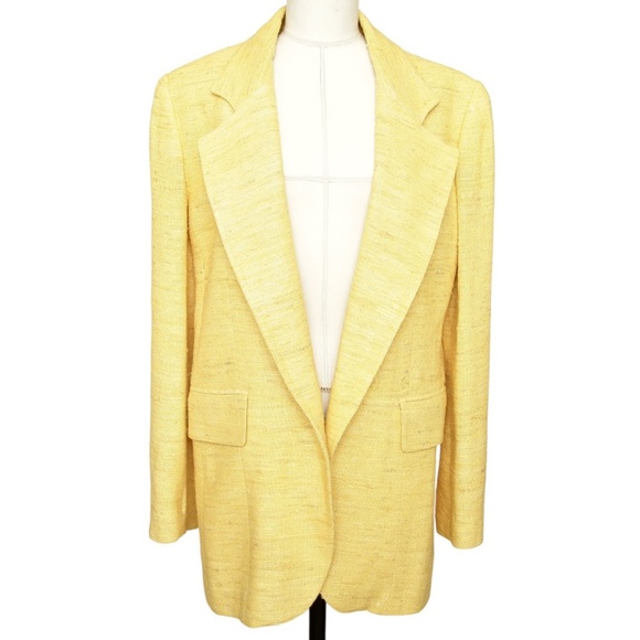 Carlisle Jackets & Blazers - CARLISLE Jacket Blazer Yellow Silk Lapel Pockets Button Long Sleeve Sz 10